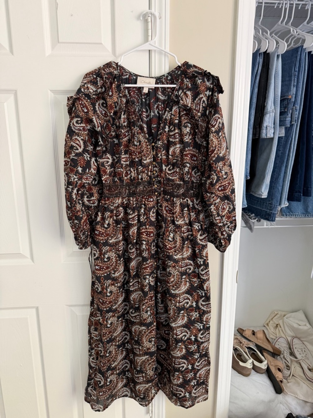 Cleobella Brown & Black Paisley Midi Dress